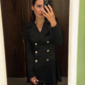 Black Double-Breasted Women's Blazer Coat